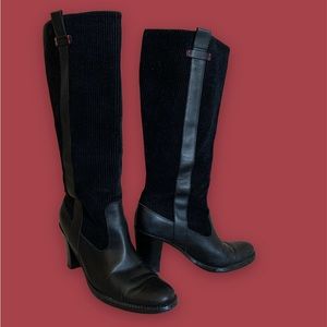 Tommy Hilfiger Black Leather and Corduroy Boots